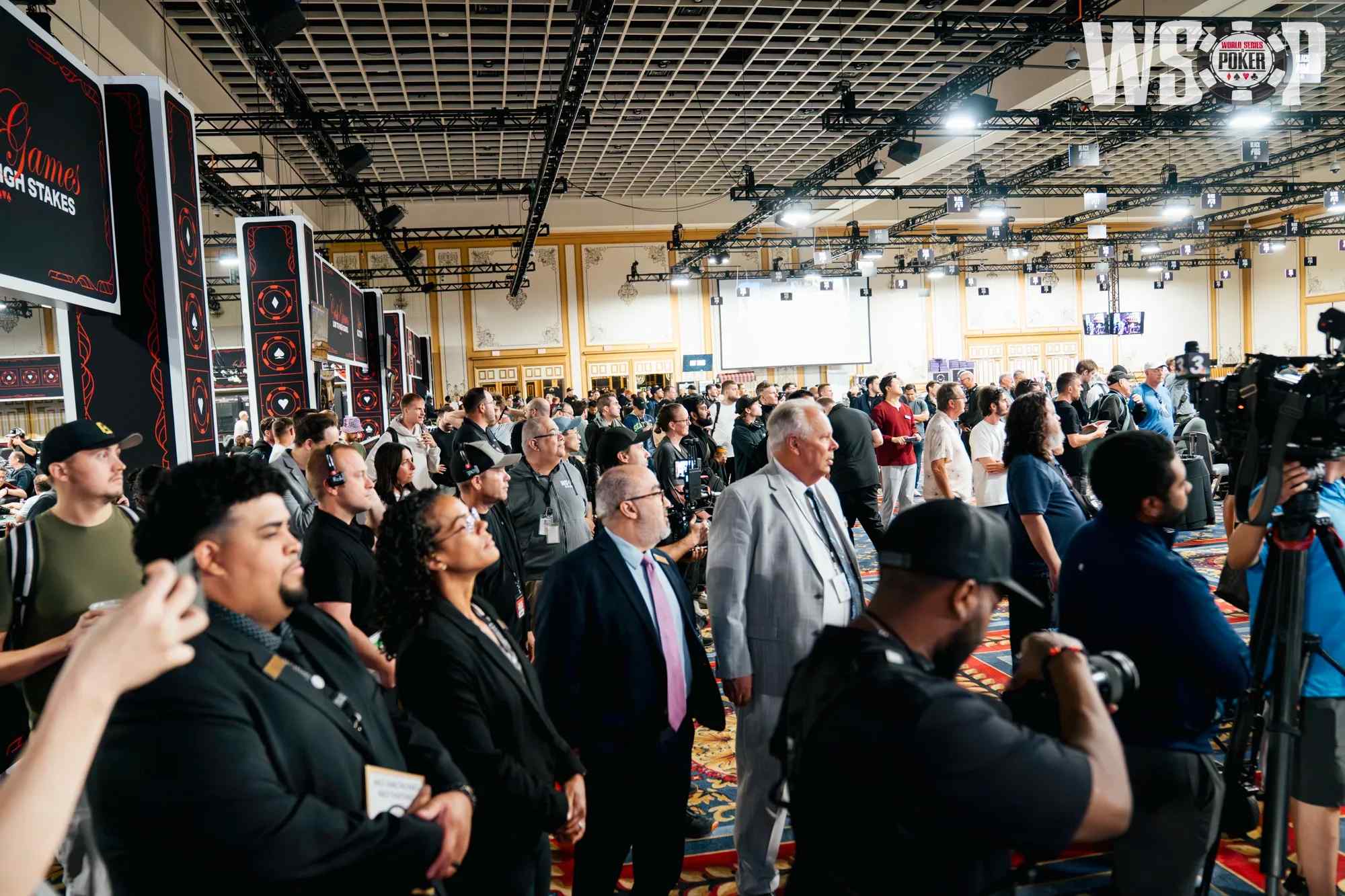 A group of poker fans watching the action at the 2026 WSOP.
